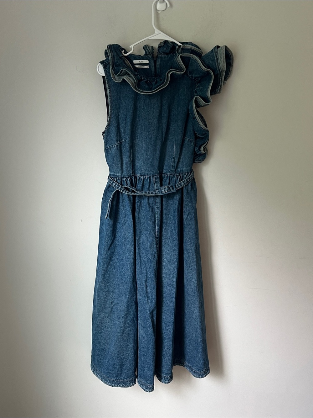 CO Denim Ruffle Midi Dress Belted L 2018 ➕